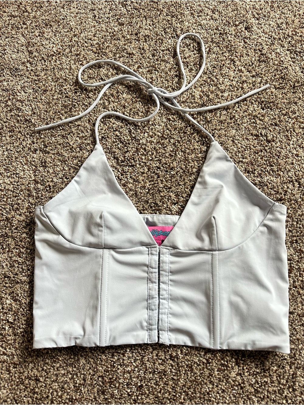 Edikted grey/light blue corset top with halter neck